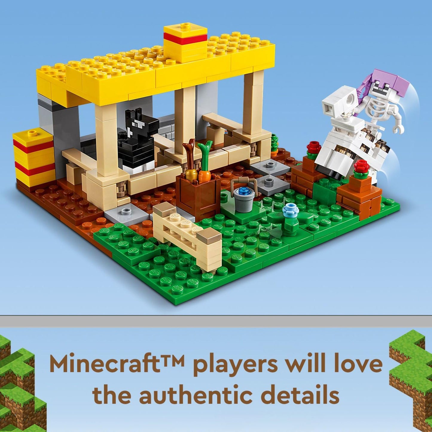 LEGO Minecraft The Horse Stable 21171 – Build, Feed, and Battle with Skeleton Horseman (New 2021, 241 Pieces)