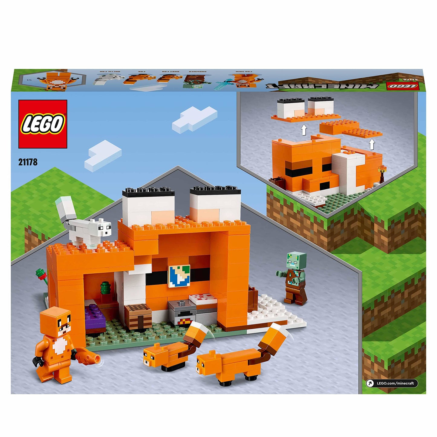LEGO Minecraft The Fox Lodge House (21178) – 193-Piece Playset for Kids Aged 8+