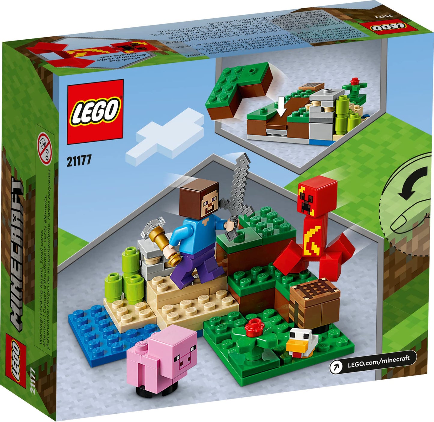 LEGO Minecraft The Creeper Ambush 21177 – Build, Battle & Explore with Steve, Pig & Chicken
