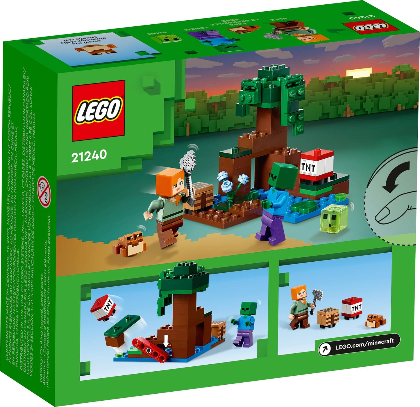 LEGO Minecraft The Swamp Adventure 21240 – Build & Explore with Alex, Zombie & Frog (Ages 7+)