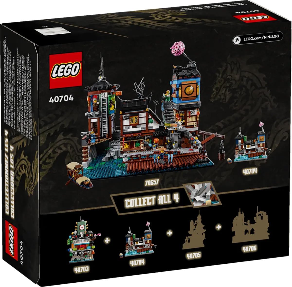 LEGO NINJAGO 40704 Micro Docks Building Set – Mini Docks with Market, Tearoom & Arcade (275 pcs)