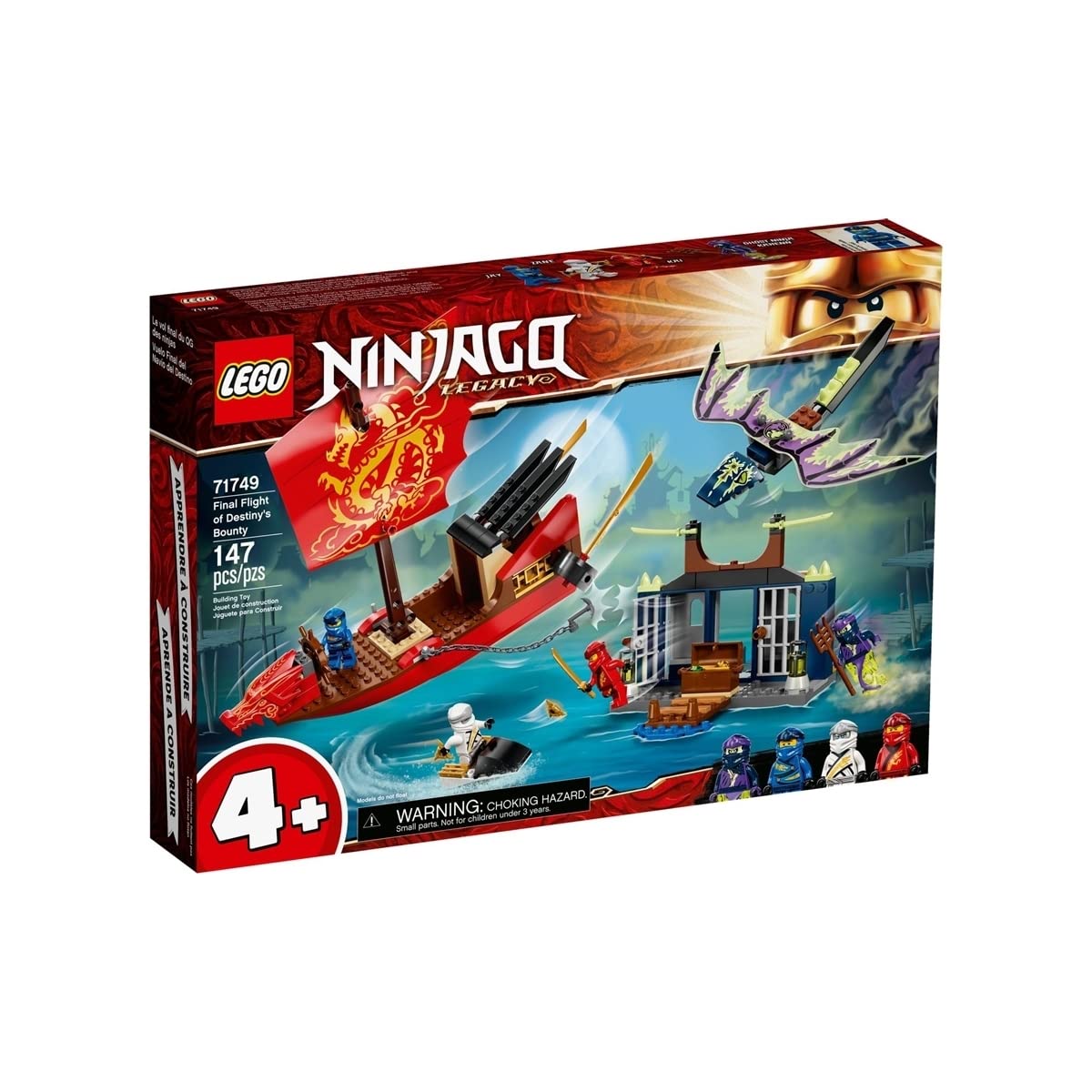 LEGO NINJAGO Legacy Final Flight of Destiny’s Bounty 71749 Ship Playset – Dragon & Jet Ski (147 Pieces)