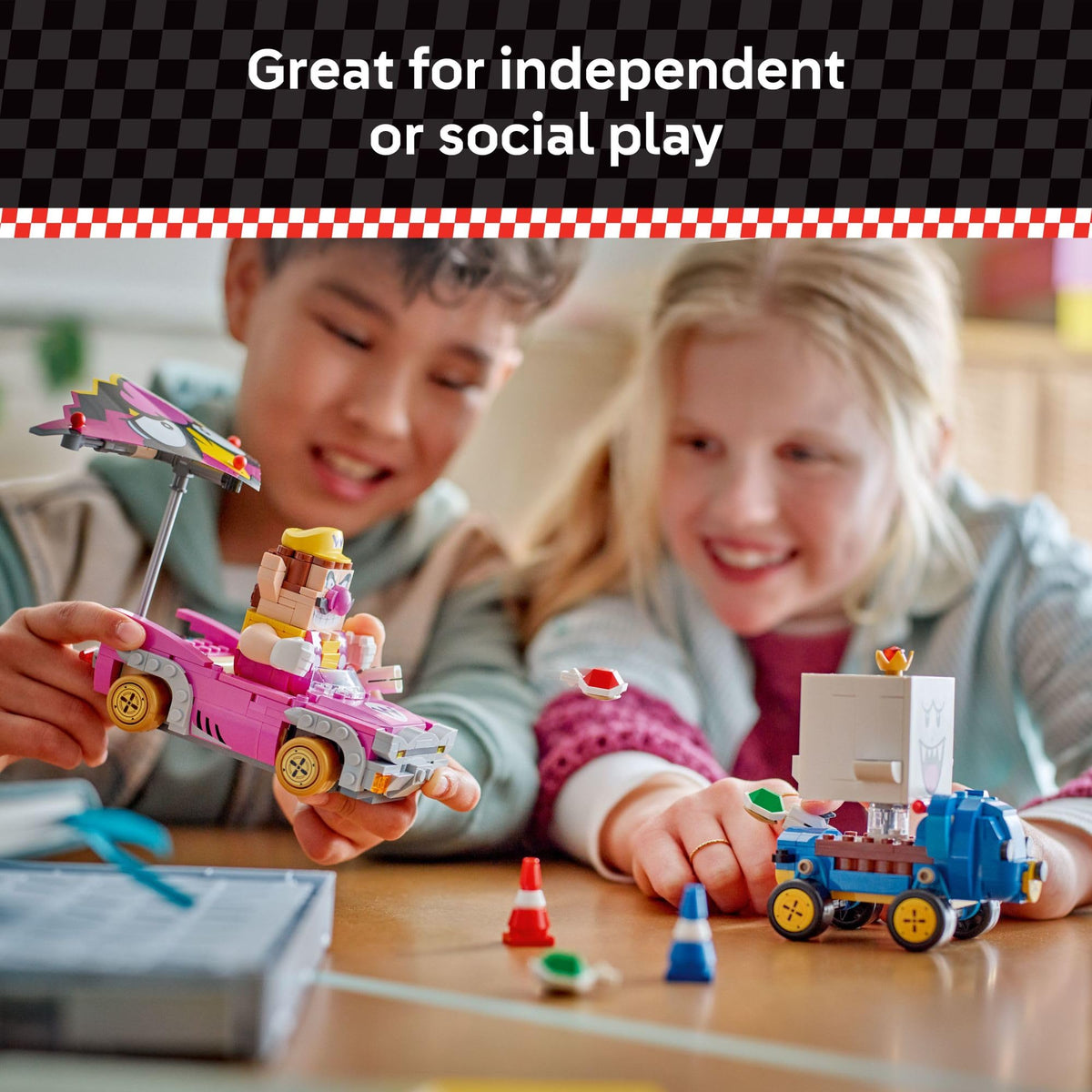 LEGO Super Mario Mario Kart: Wario & King Boo (72038) Buildable Cars with Drifting & Gliding