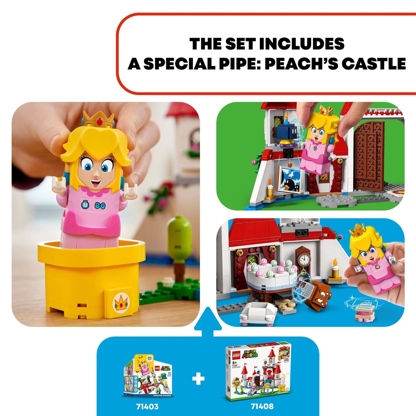 LEGO Super Mario Peach's Castle Expansion Set 71408 – Buildable Castle Toy with 5 Figures for Kids Aged 8+
