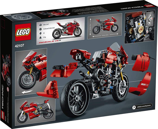 LEGO Technic Ducati Panigale V4 R 42107 – 2-Speed Gearbox, Working Suspension, Display Model for Adults