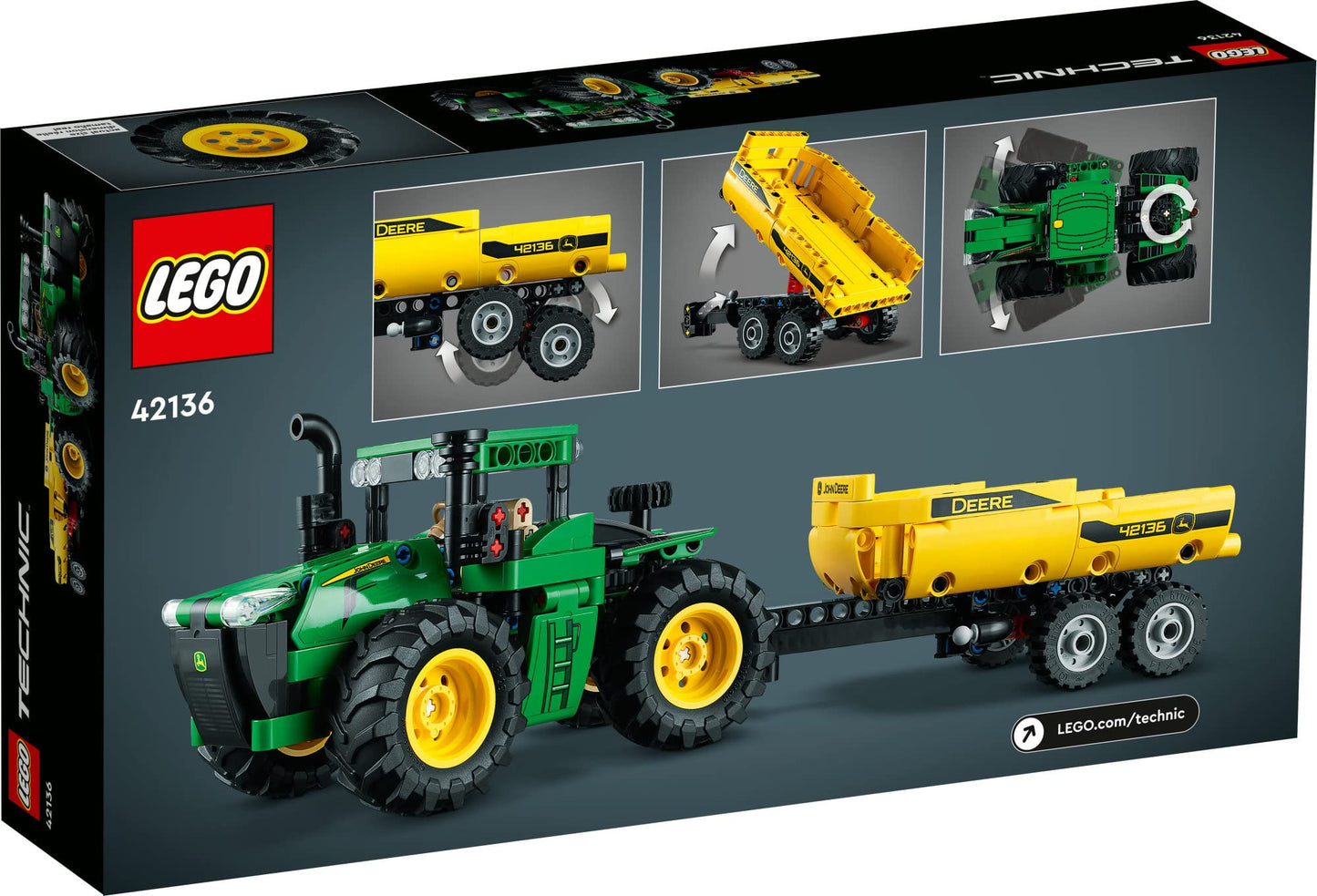LEGO Technic John Deere 9620R 4WD Tractor 42136 with Tipping Trailer