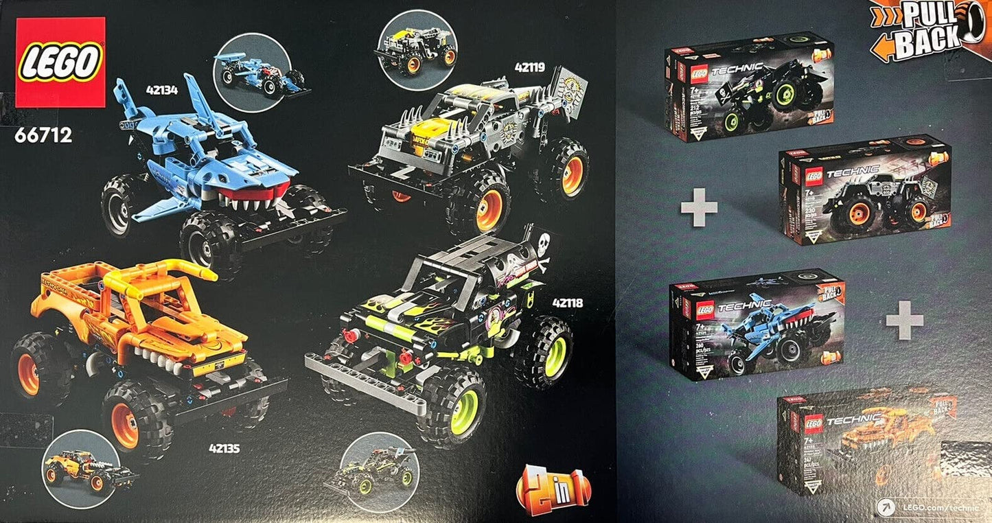 LEGO Technic Monster Jam Collection 66712 – 949-Piece 2-in-1 Pull-Back Trucks