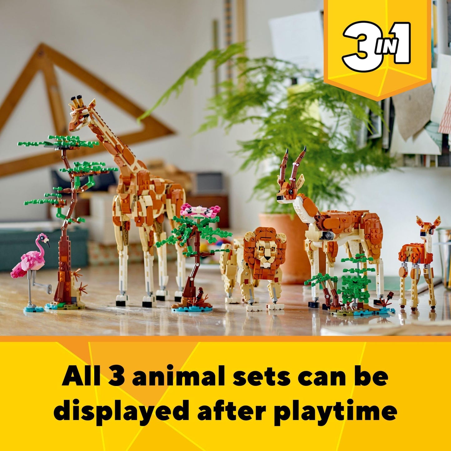LEGO Creator 3-in-1 Wild Safari Animals (31150) – Giraffe, Gazelle & Lion Build