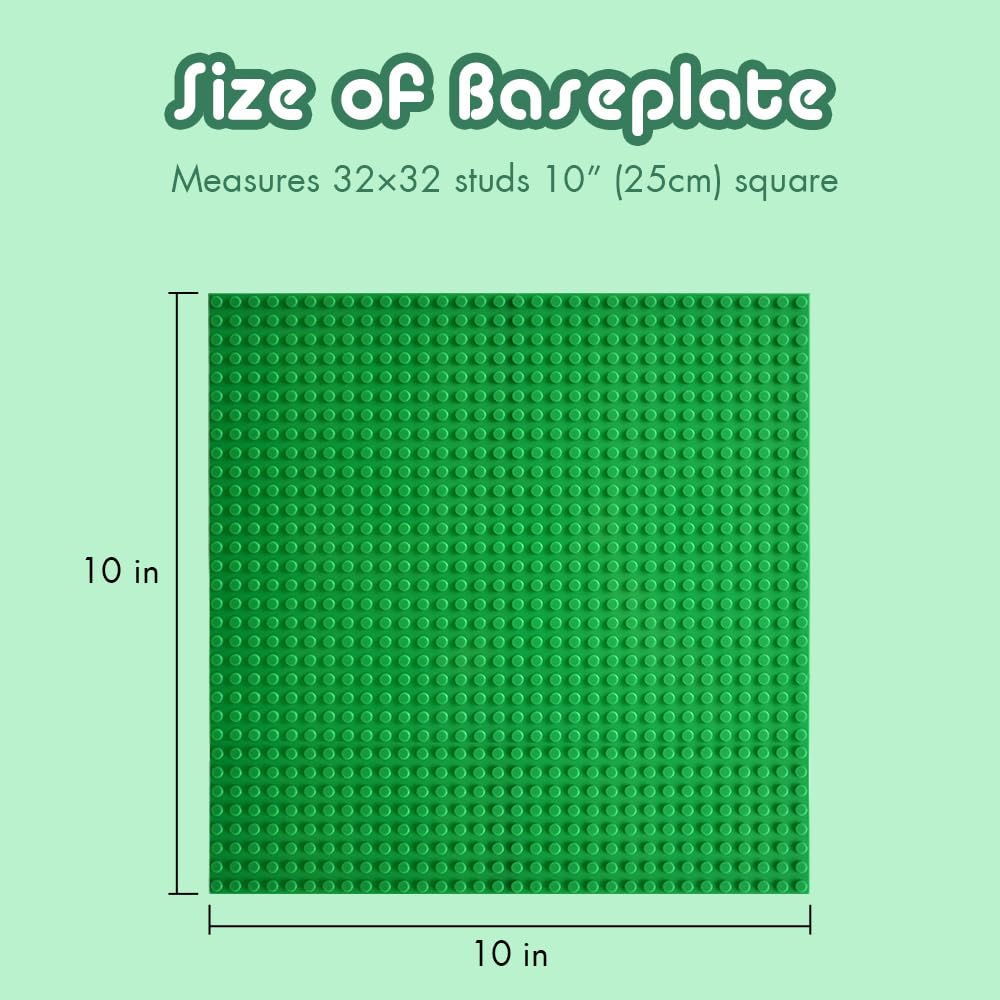 Lekebaby 12 Pack Classic Baseplates – 10x10, 6 Colors, Compatible with Major Brands