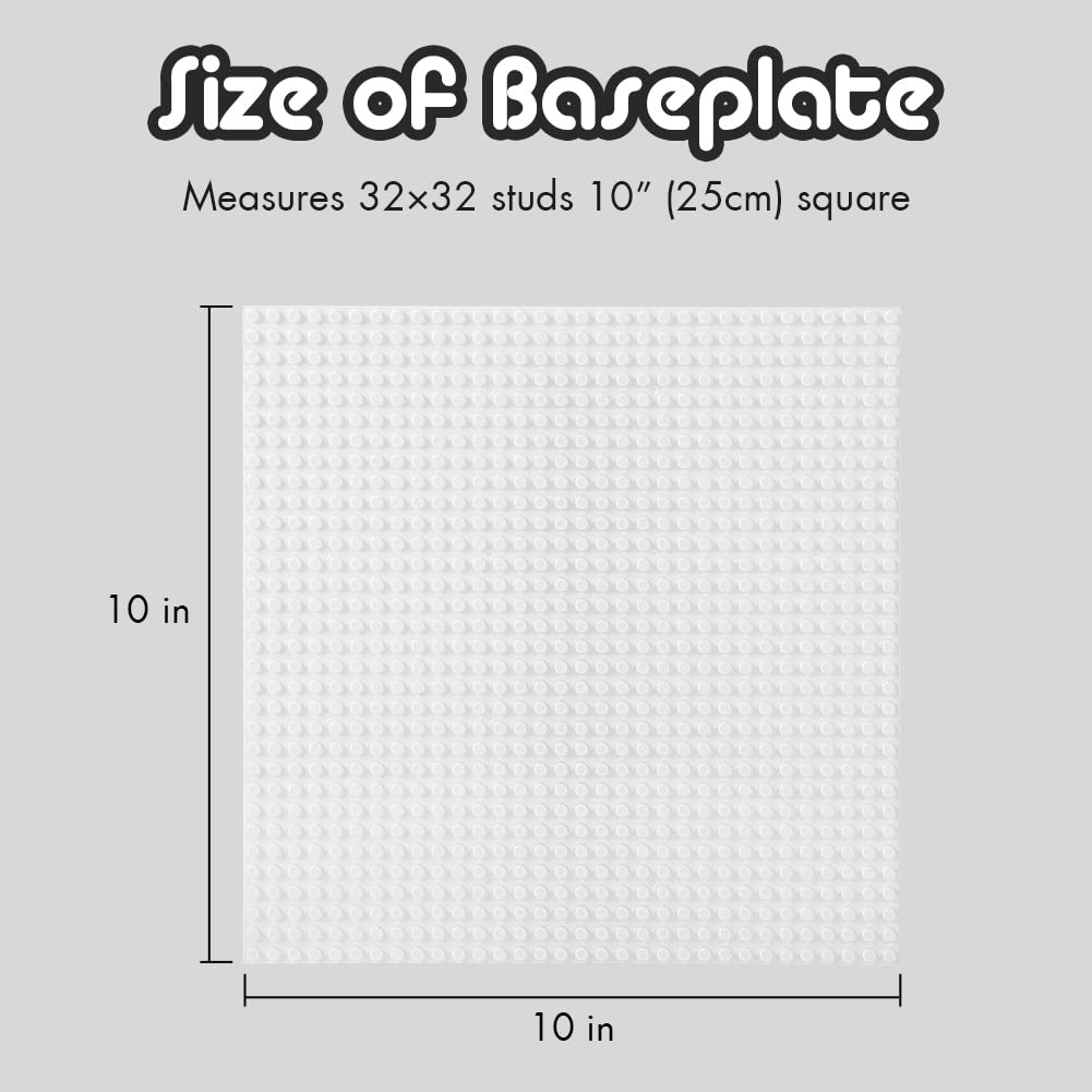 Lekebaby Classic Baseplates – 6-Pack 5x5 White Baseplates, 10x10 Layout, Compatible with Major Brands