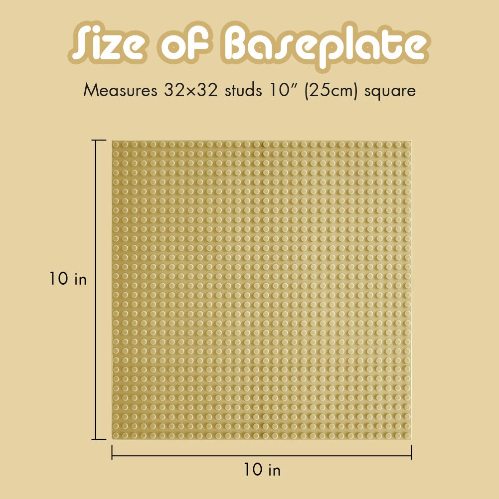 Lekebaby Classic Baseplates 10x10 Sand – 6-Pack, Compatible with Major Brands