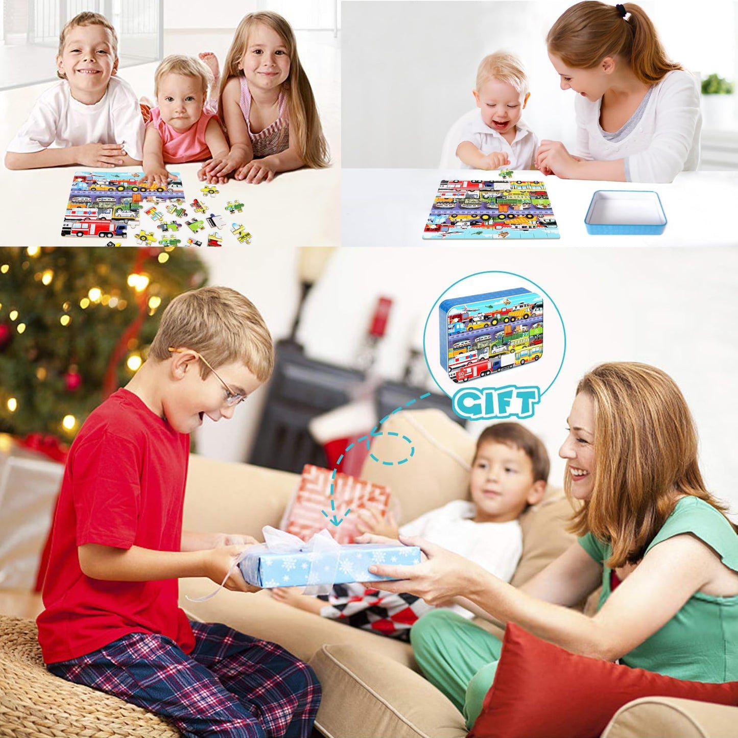 LELEMON 60-Piece Traffic Jam Puzzle for Kids 4-8 – Transportation Vehicles Educational Toy