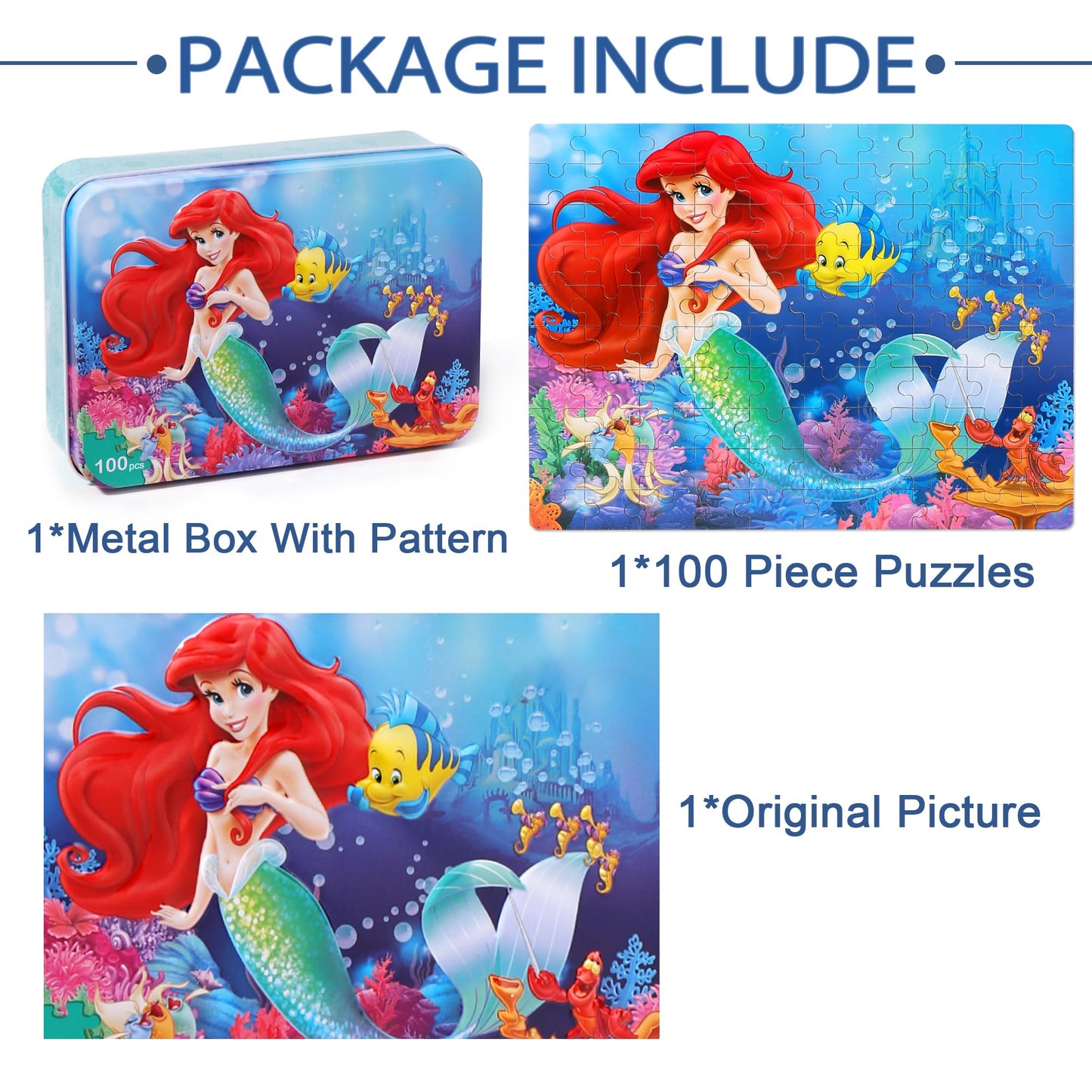LELEMON Pretty Puzzles for Kids 4-8 | 100-Piece Jigsaws in Metal Box