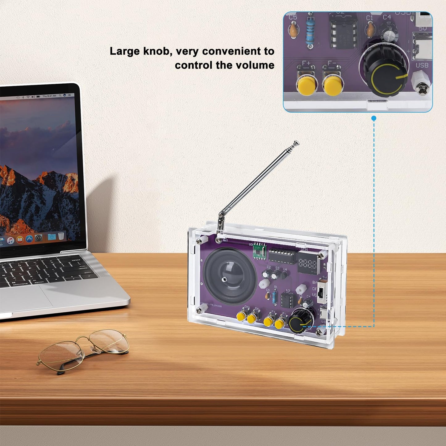 LEPANDA Soldering Radio Kit — 2in Speaker, Acrylic Case, DIY FM Radio Project for STEM Education