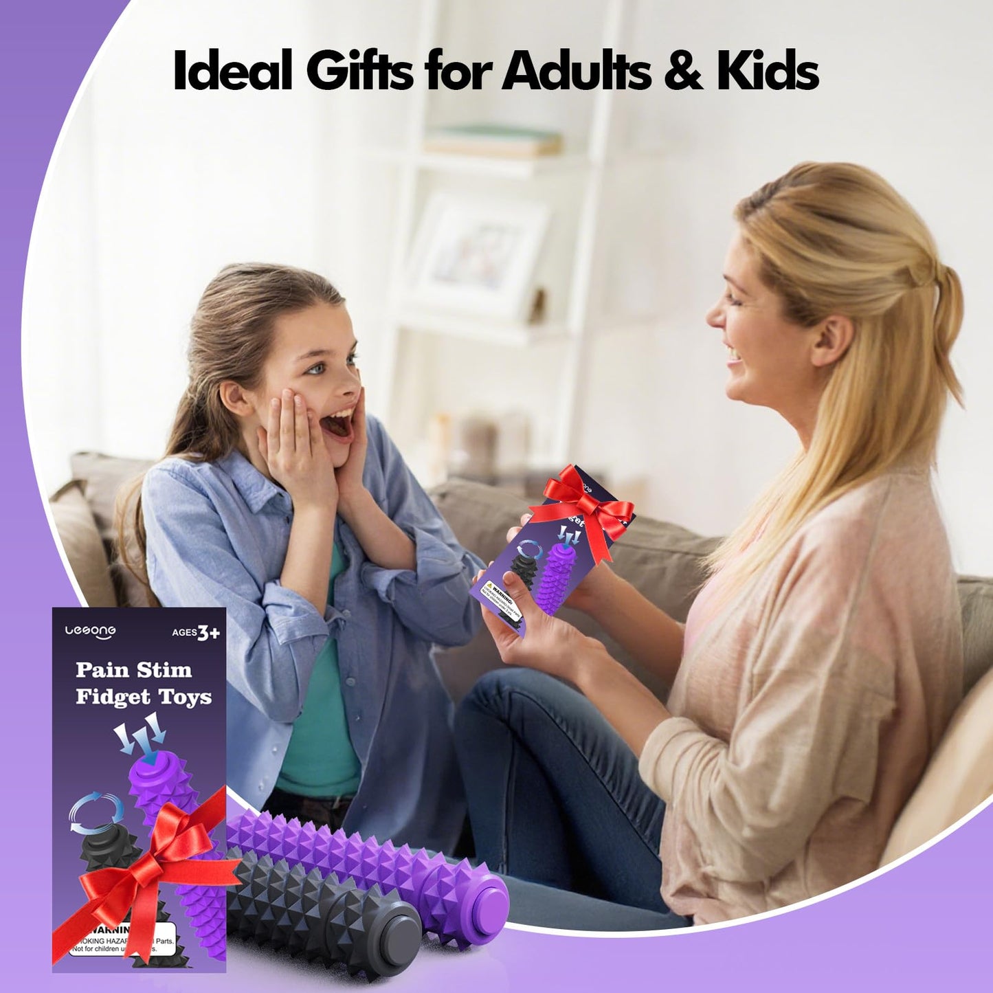 LESONG 3-in-1 Fidget Toys – Spinner, Clicker & Pain Stim (2 Pack)