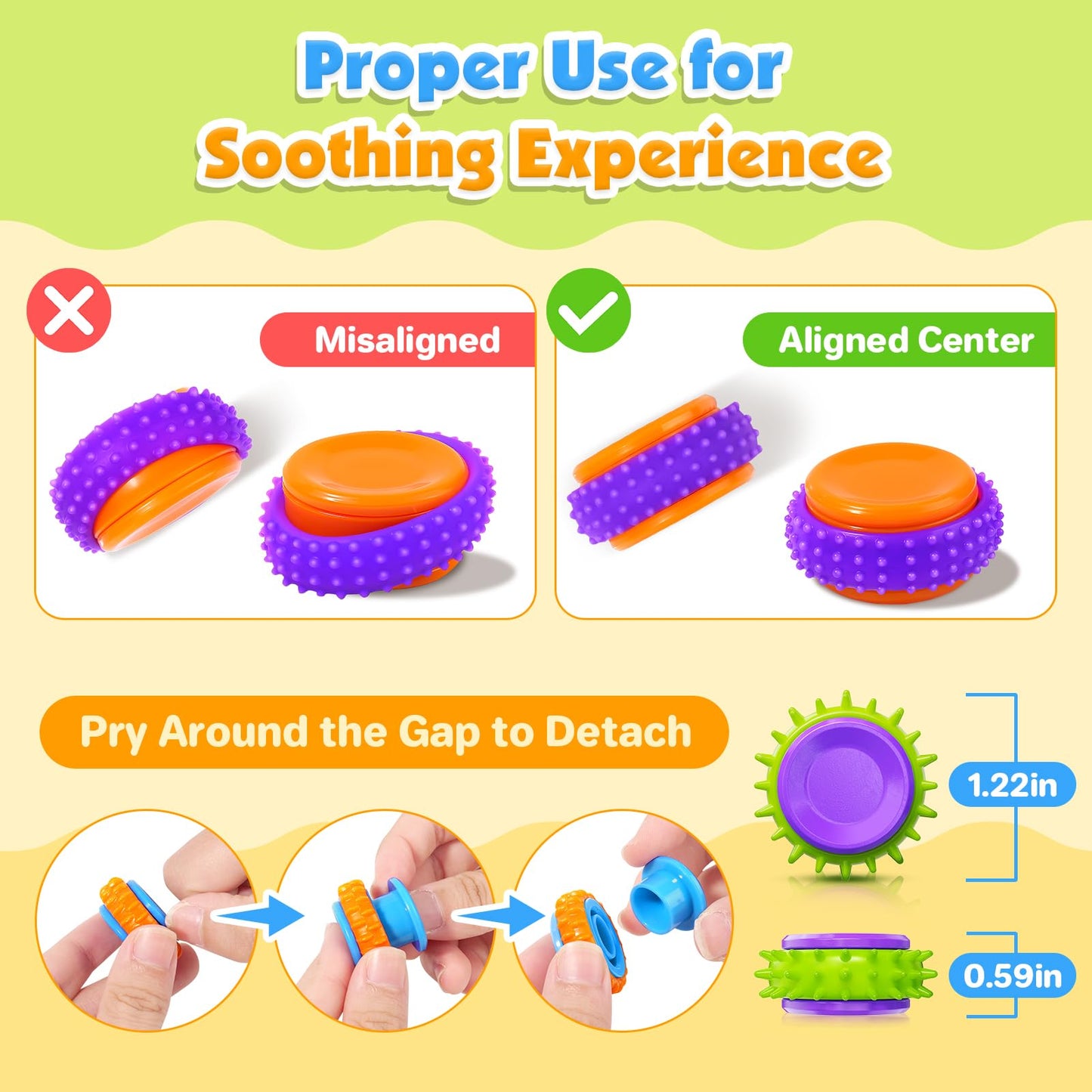 LESONG Fidget Sensory Toys – 36 Pack Textured Finger Spinners for Calm & Focus