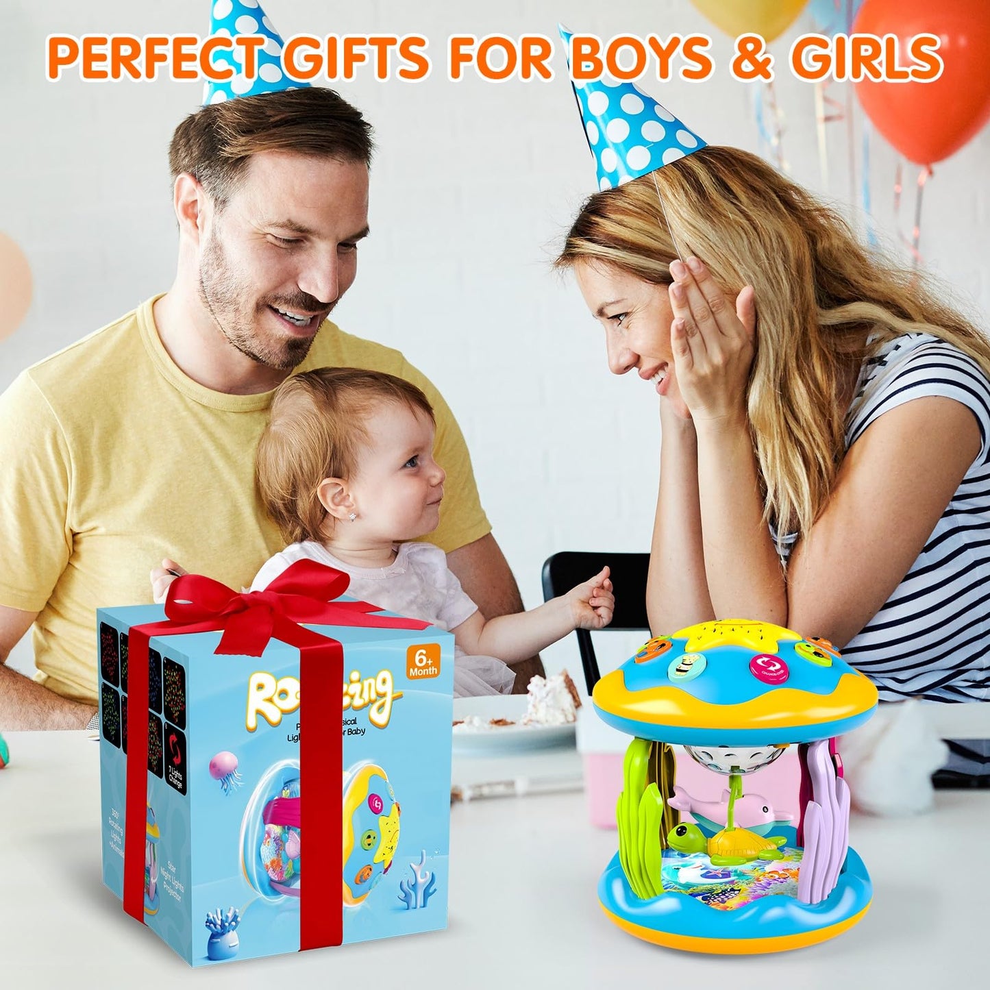 Letapapa 4-in-1 Musical Rotating Projector Baby Toy – Tummy Time Light-Up for 6-12 Months