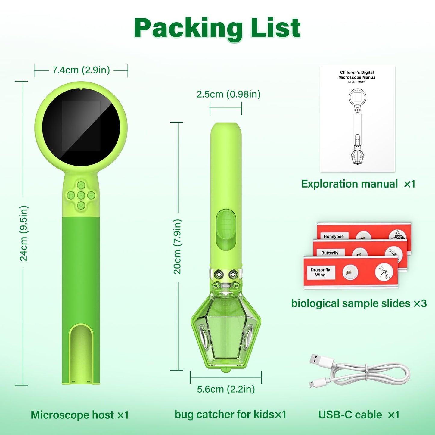 LEUOA Kids Microscope — 2-in-1 Bug Catcher, 1080P HD, USB-C Rechargeable STEM Kit