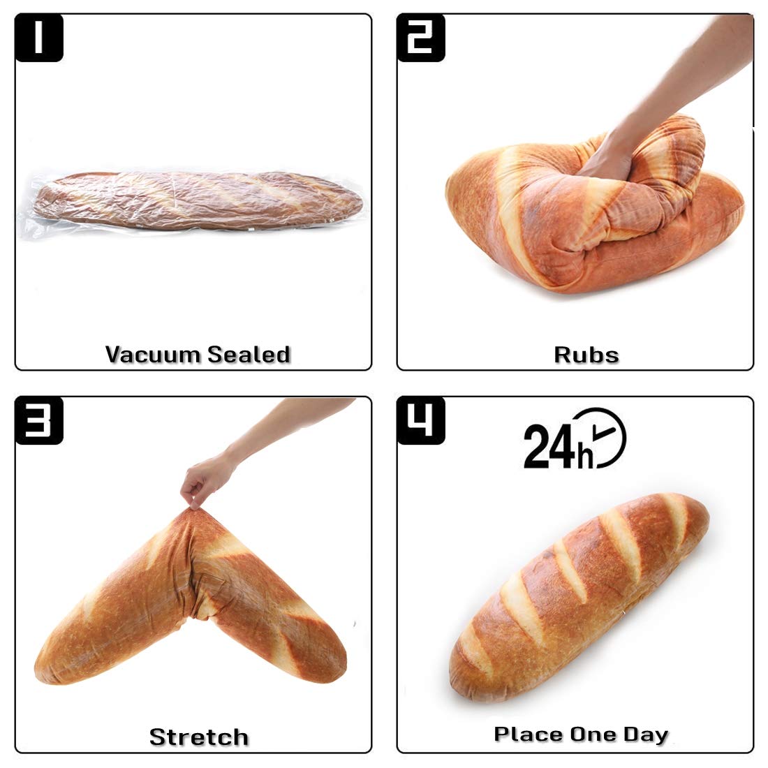 Levenkeness 3D Simulation Bread Shape Plush Pillow – 80 cm Soft Toast Bread Cushion for Home Decor