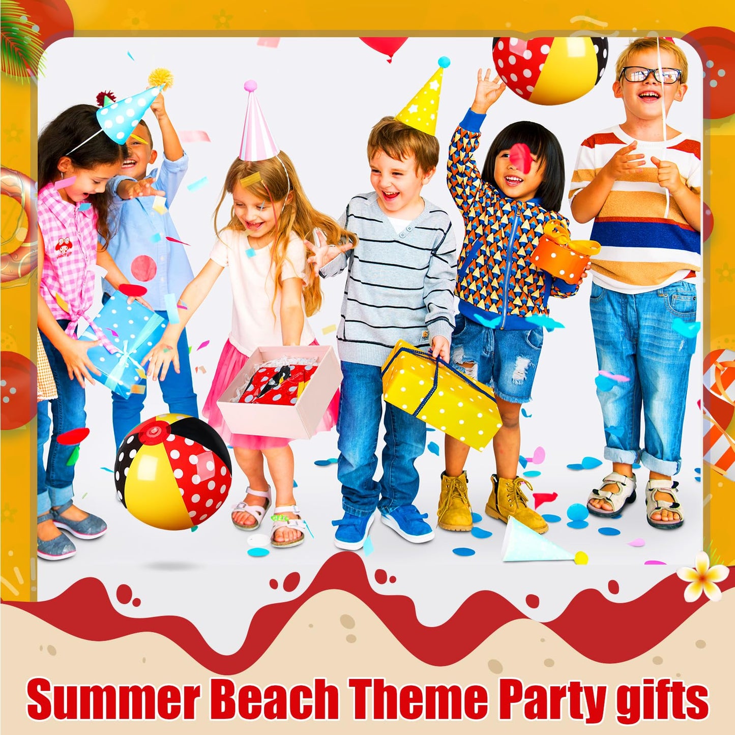 Leyndo 12 Pack Inflatable Beach Balls – Red Polka Dots, 7.87-inch Diameter