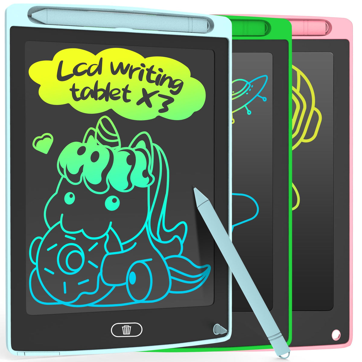 LEYAOYAO 3 Pack LCD Writing Tablet for Kids – Colorful Doodle Boards, Erasable & Reusable (Ages 3–6)