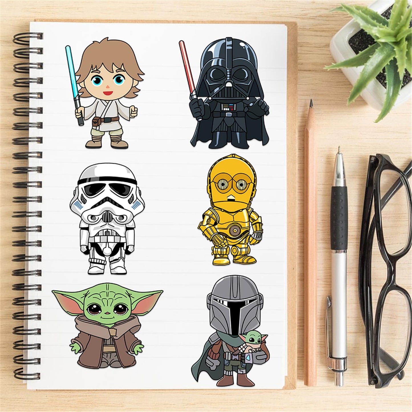 LHST Make a Face Star War Stickers for Teens – 24 Sheets, Waterproof Vinyl, 8 Princess Patterns