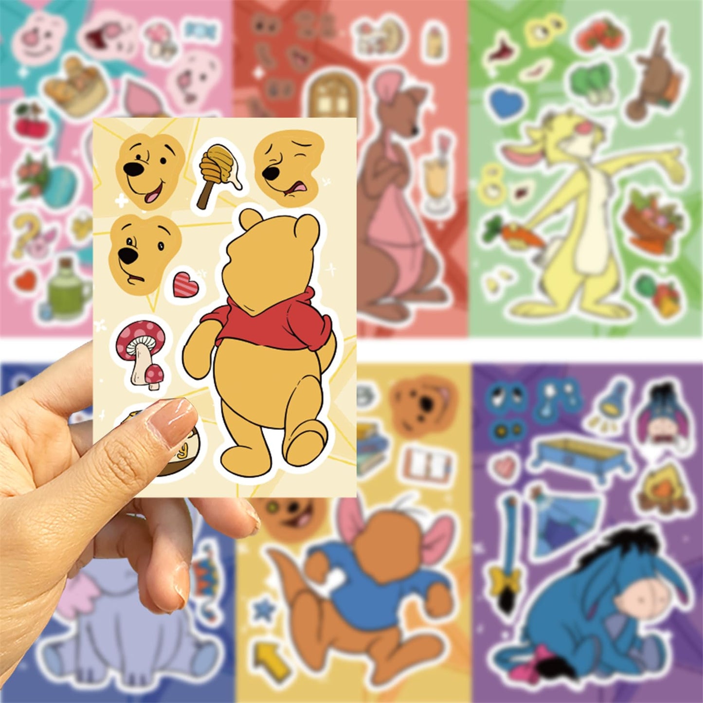 LHST Make a Face Winnie Pooh Bear Stickers – 24 Sheets, 8 Princess Patterns, 4.3x6.3 in