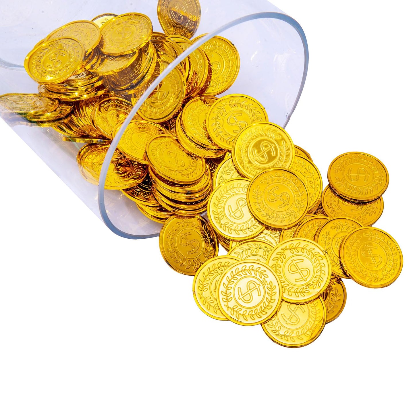 Liatunou 50 Pcs Plastic Gold Coins Set – Treasure Hunts, Pirate Parties, Rewards