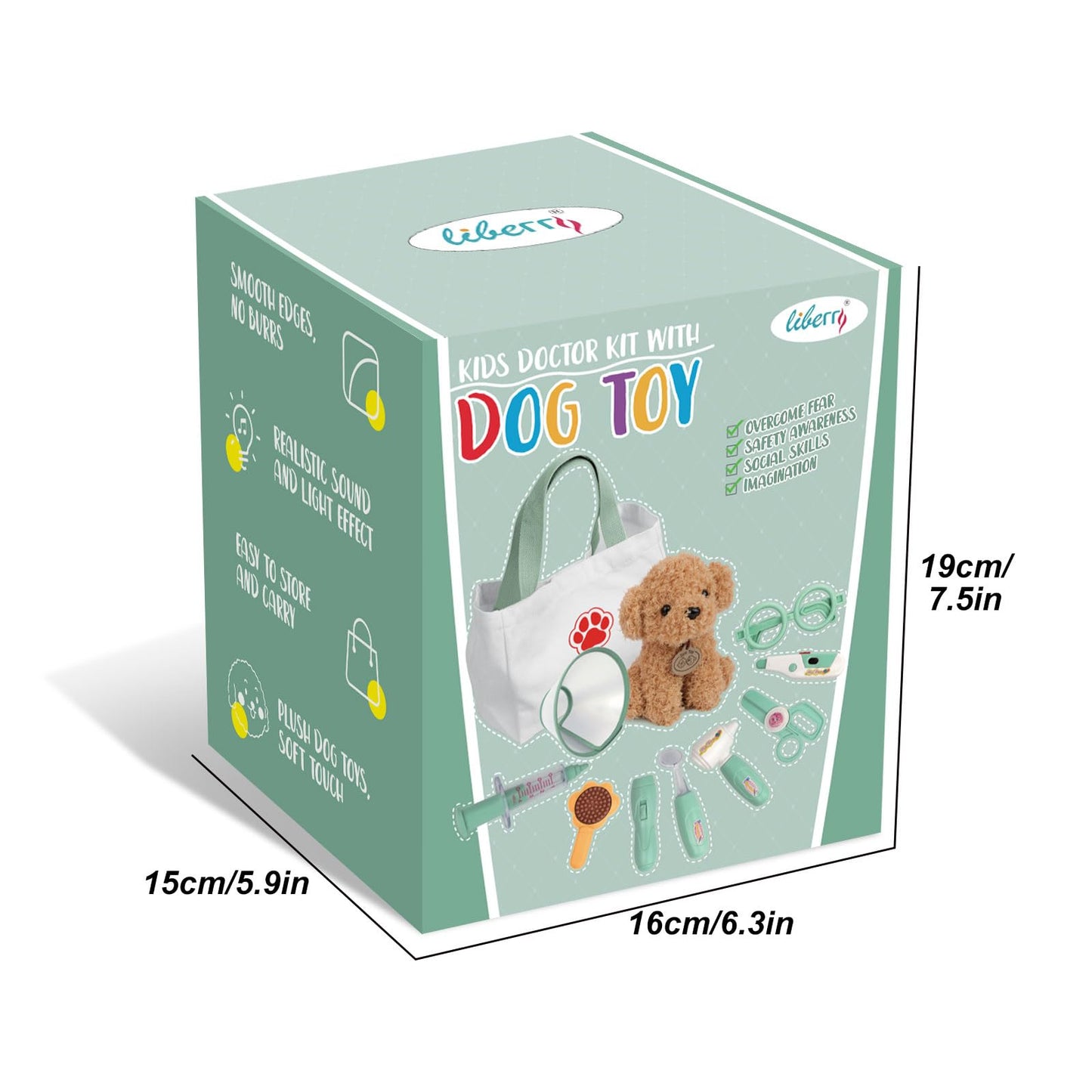 Liberry Doctor Kit for Toddlers (Green) - 26-Piece Vet Playset with Stethoscope & Dress-Up Costume