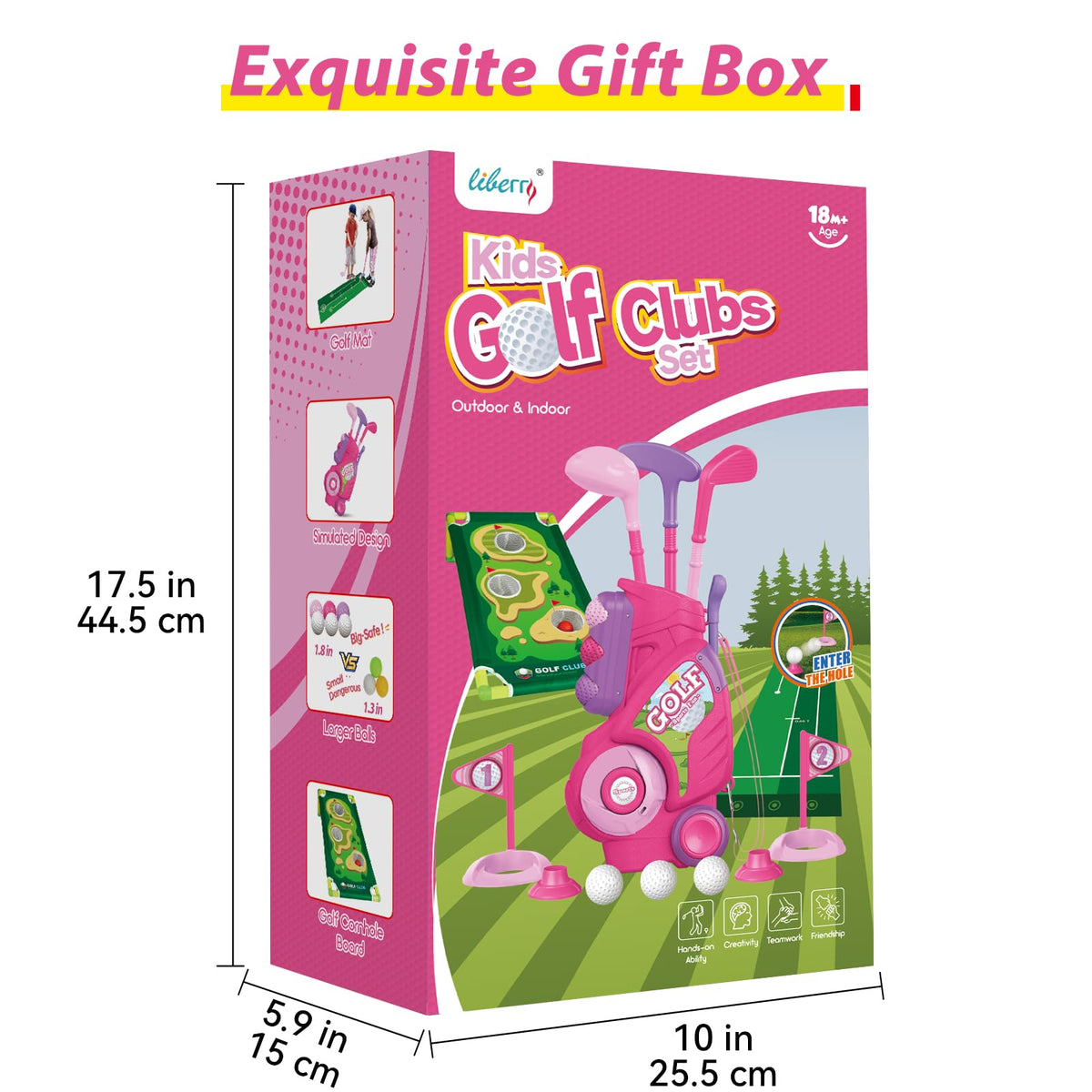 Liberry Toddler Golf Set for Ages 2–4 | Indoor/Outdoor Cart, Mat & Cornhole