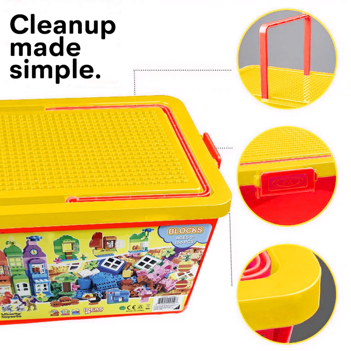 Liberty Imports Big Building Blocks 166 Pieces – Compatible with Major Brands | Storage Bucket