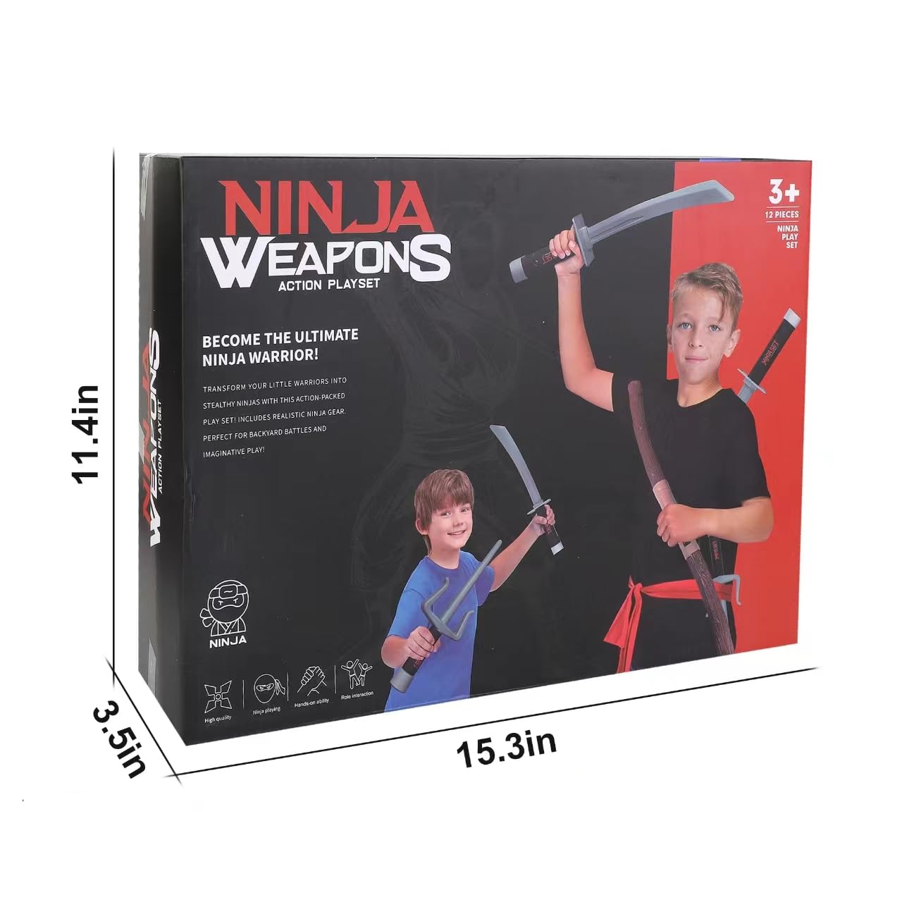 Liberty Imports Ninja Warrior Toy Weapons Role Playset – Kids Dress-Up & Pretend Battle Kit (Set 2)