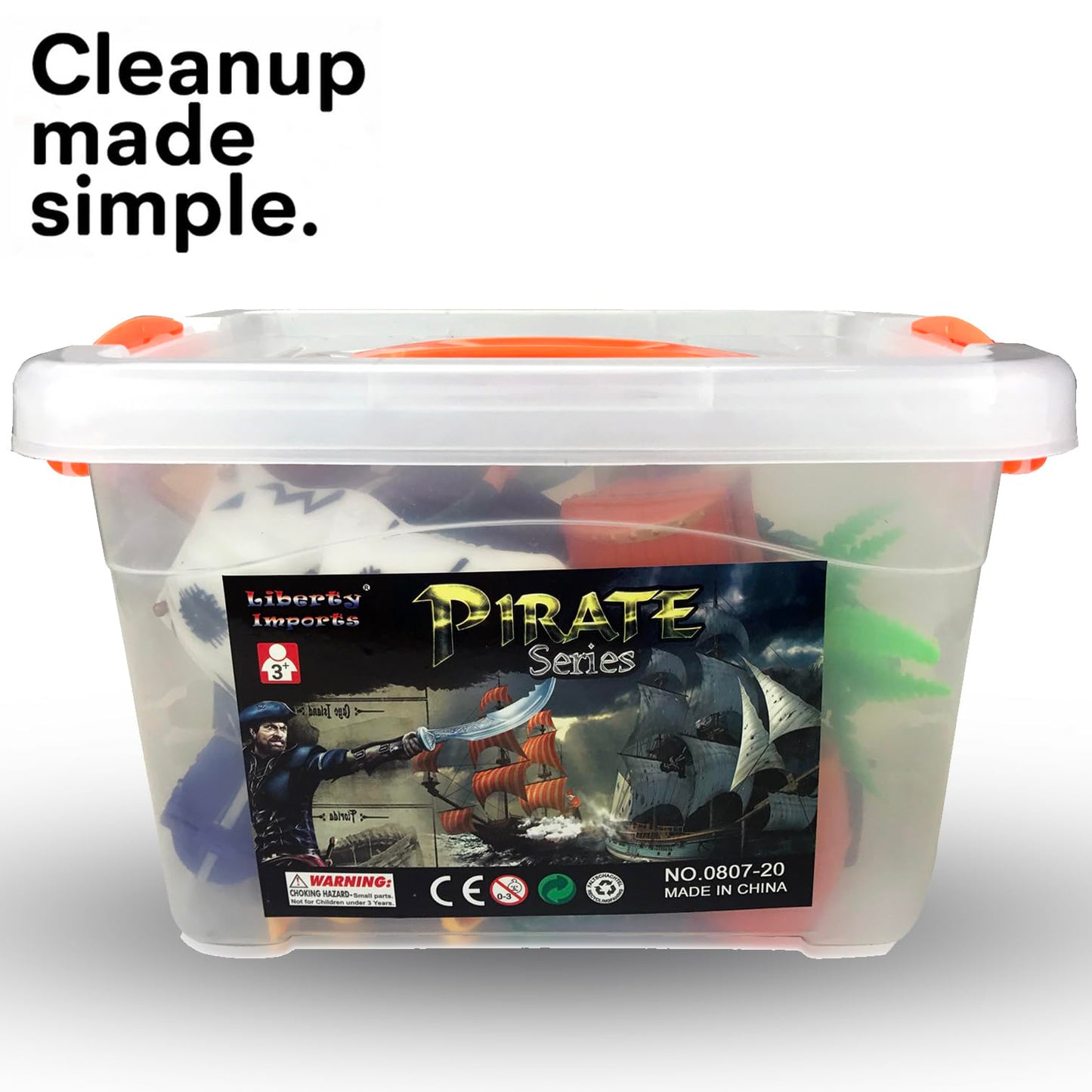 Liberty Imports Bucket of Pirate Action Figures Playset – Pirate Ship, Boat, Treasure Chest, Cannons, Shark