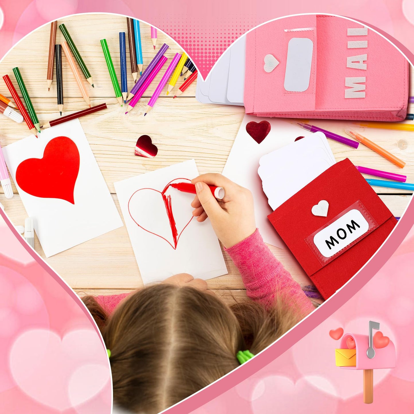 Libima 12-Pack Valentine Felt Mailboxes for Kids Classroom Exchange – 6x10x3 Inches
