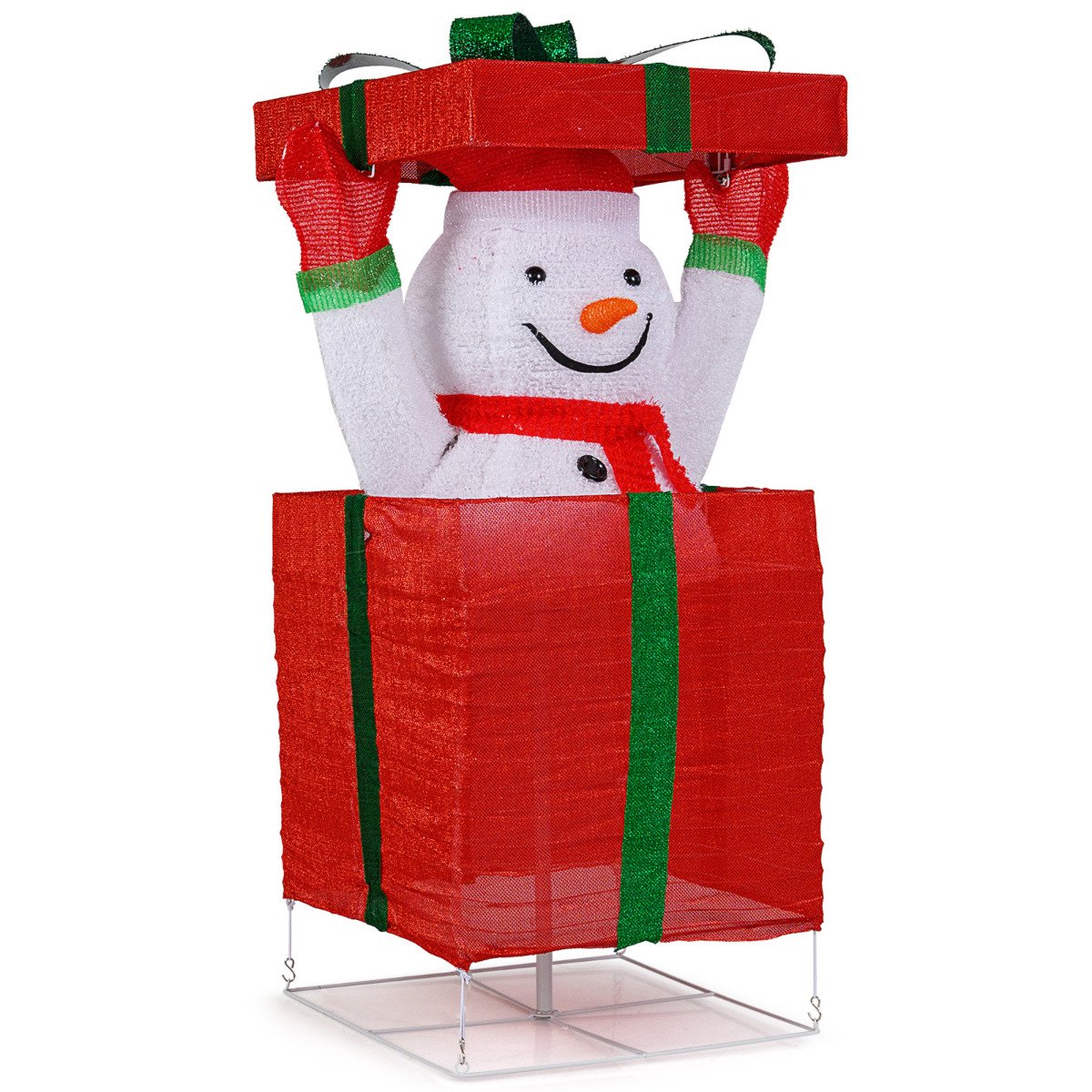 Lighted Snowman in Gift Box Christmas Decoration with LED Lights