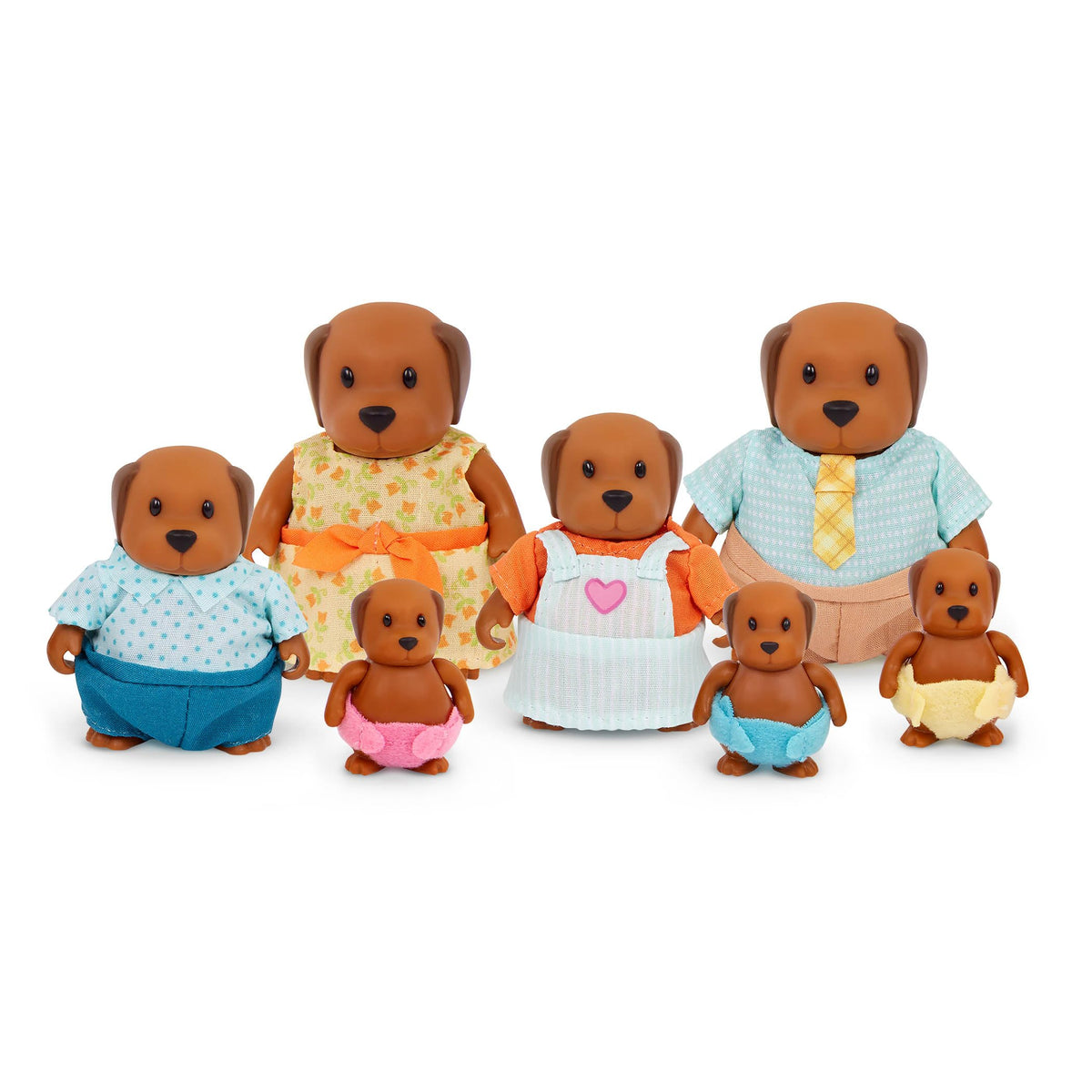Li'l Woodzeez Chocolate Lab Family – 7-Piece Posable Dog Figurines