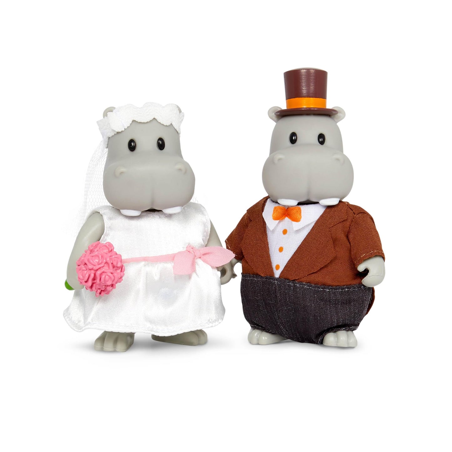 Li'l Woodzeez The Pitterpotemus Hippo Family Wedding Set 7 Posable Figures Pretend Play Ages 3+