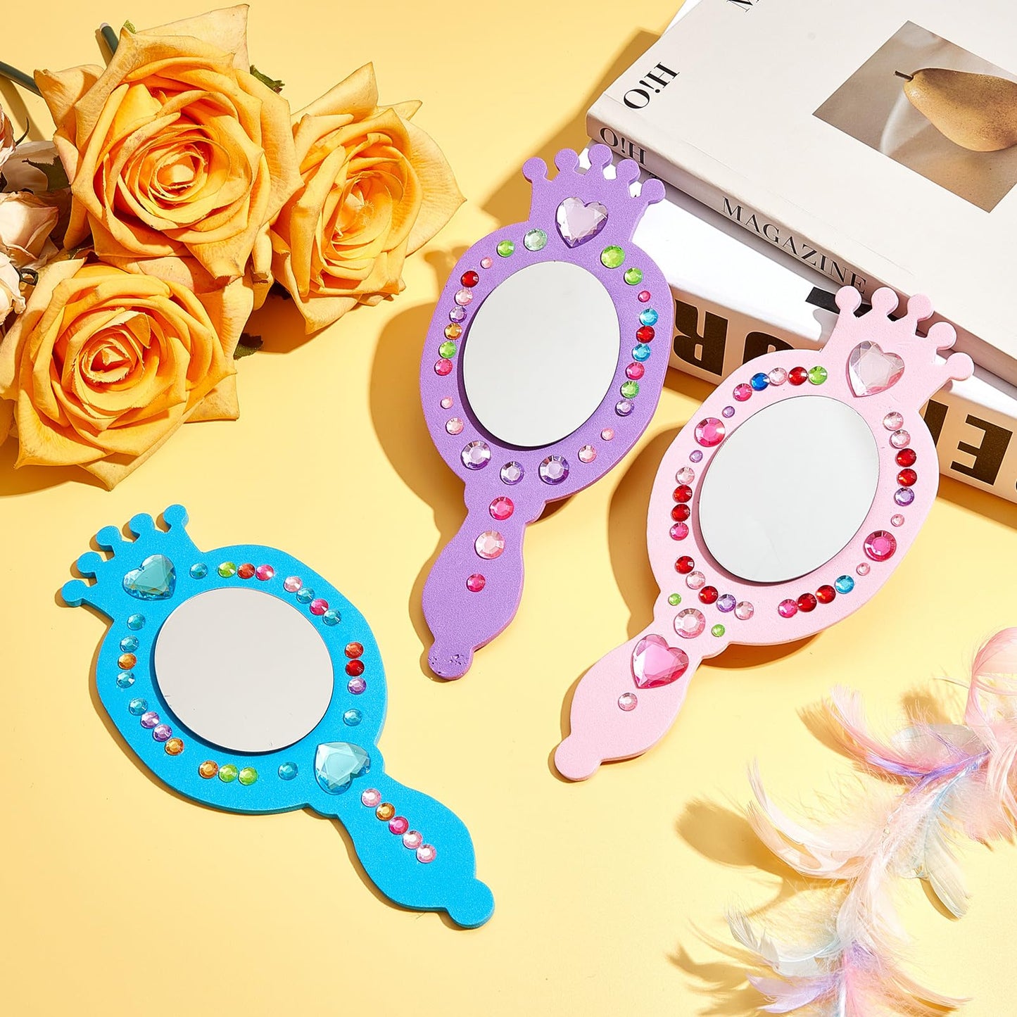 Liliful 12 Pack Princess Foam Mirror Kits – DIY Party Decor & Crafts for Girls
