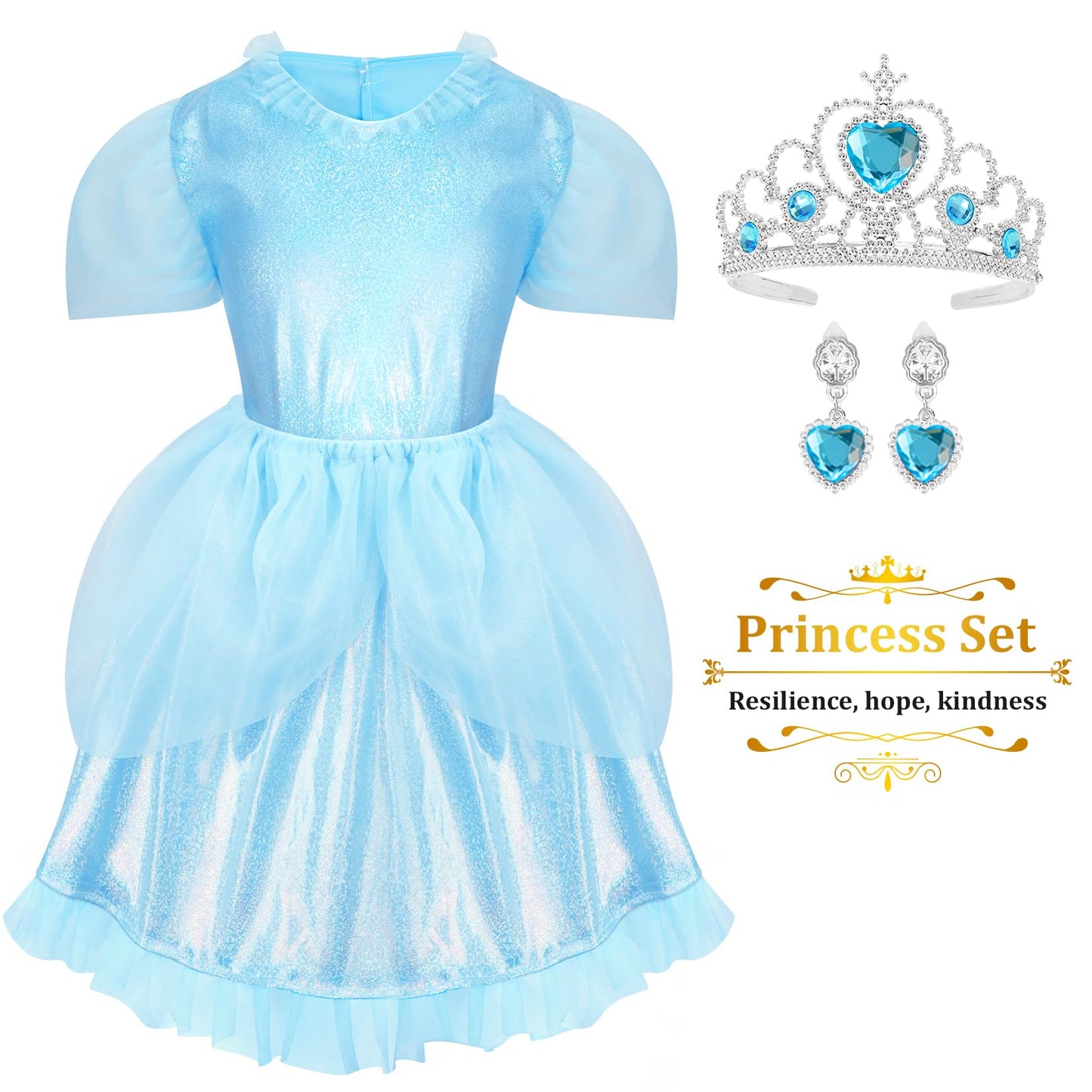 LIMIROLER 18 Pcs Princess Dress Up Set for Girls 3-6 | Role Play Costumes & Gift Box