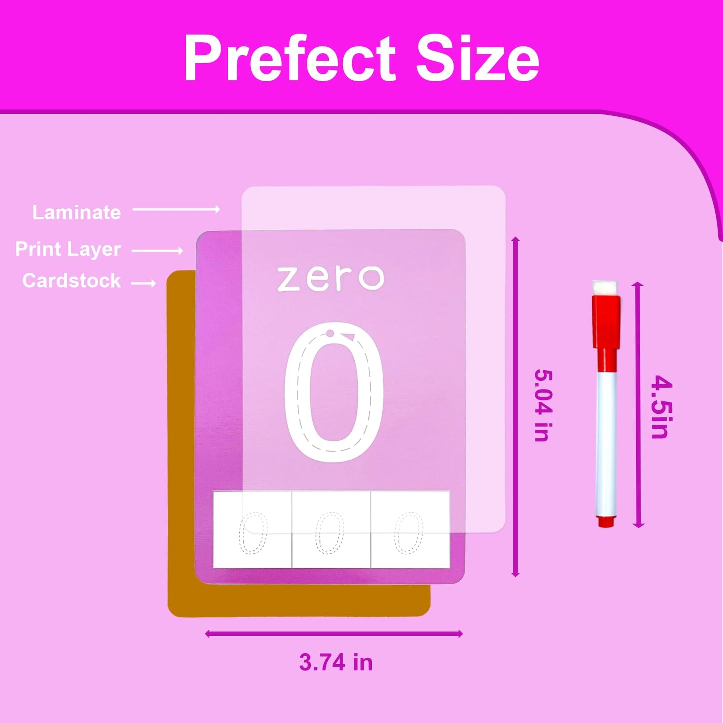 Limque Number Flash Cards for Toddlers – 0 to 25 & 30 to 100, 36 Double-Sided Cards + 5 Dry Erase Pens