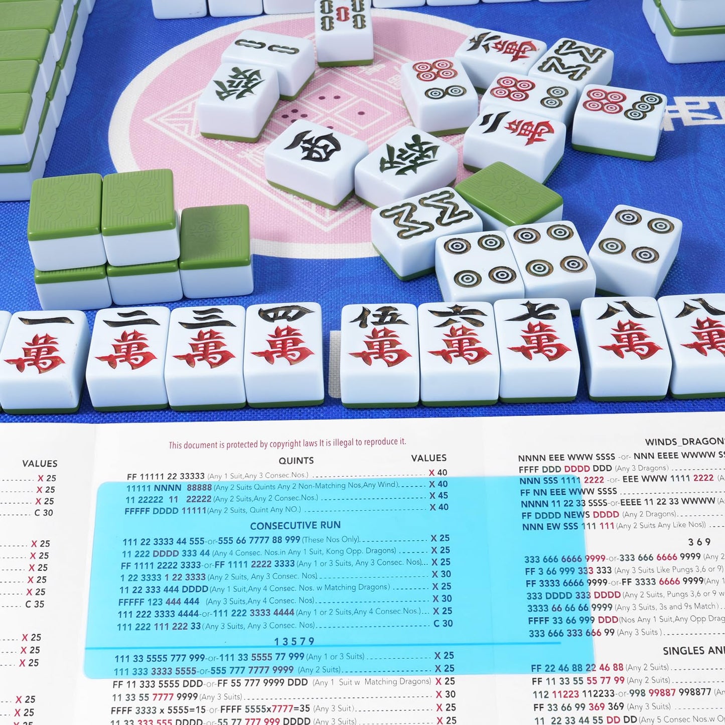 Linastu 4Pack Mahjong Line Finder – Line Reader Guide for Mah Jongg (Blue/Yellow/Green/Pink)