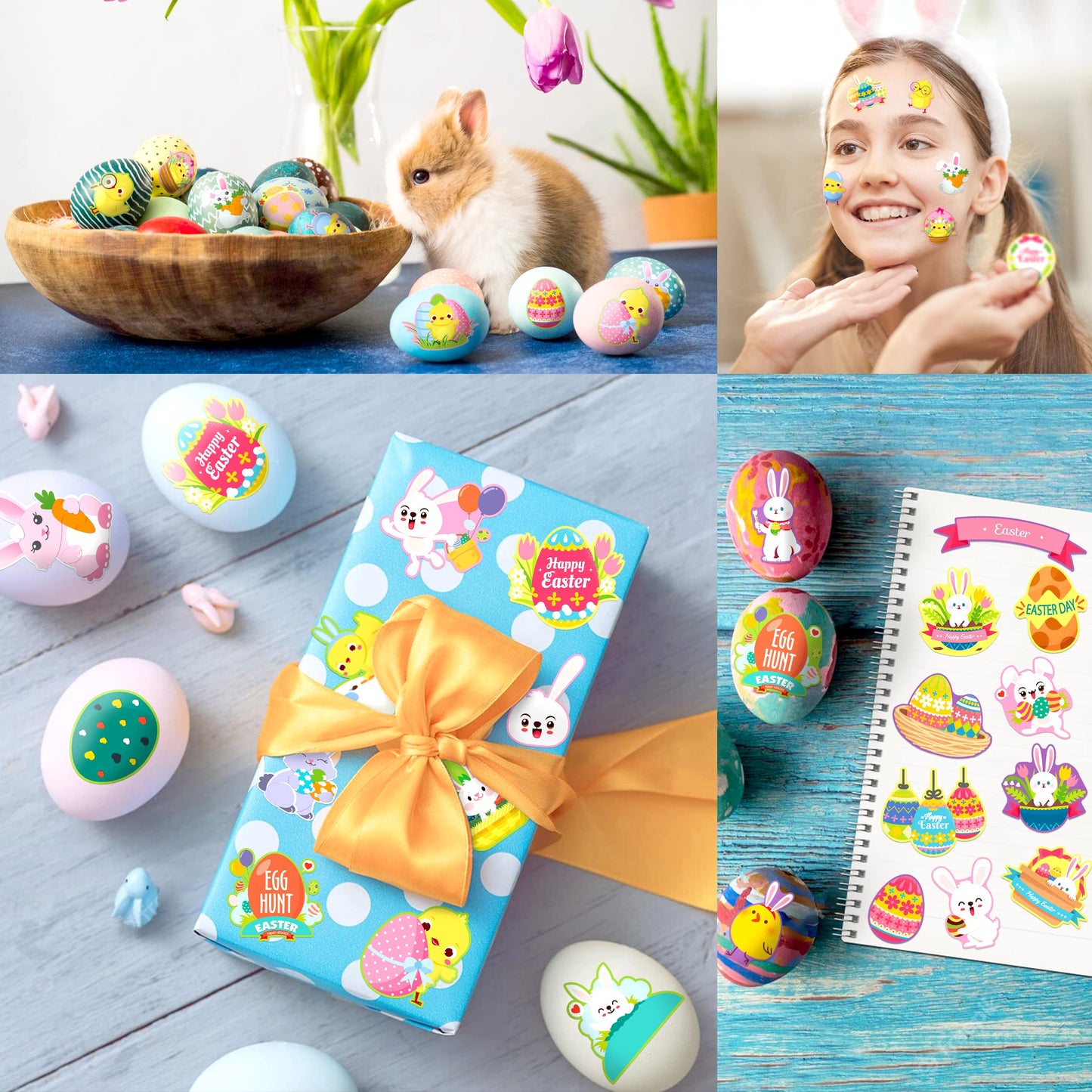LINAYE 1100Pcs Easter Stickers for Kids – 55 Designs Bulk Pack for Crafts, Cards & Baskets