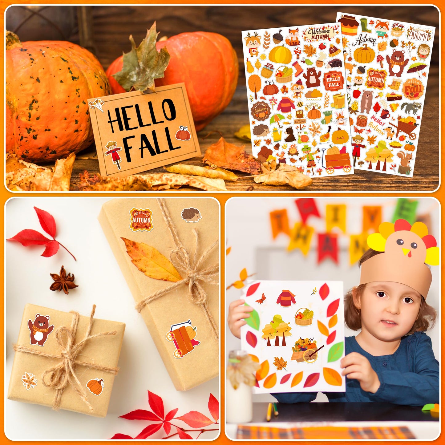 LINAYE Fall Stickers Bulk Pack for Kids – 1000+ Autumn Leaves & Pumpkins