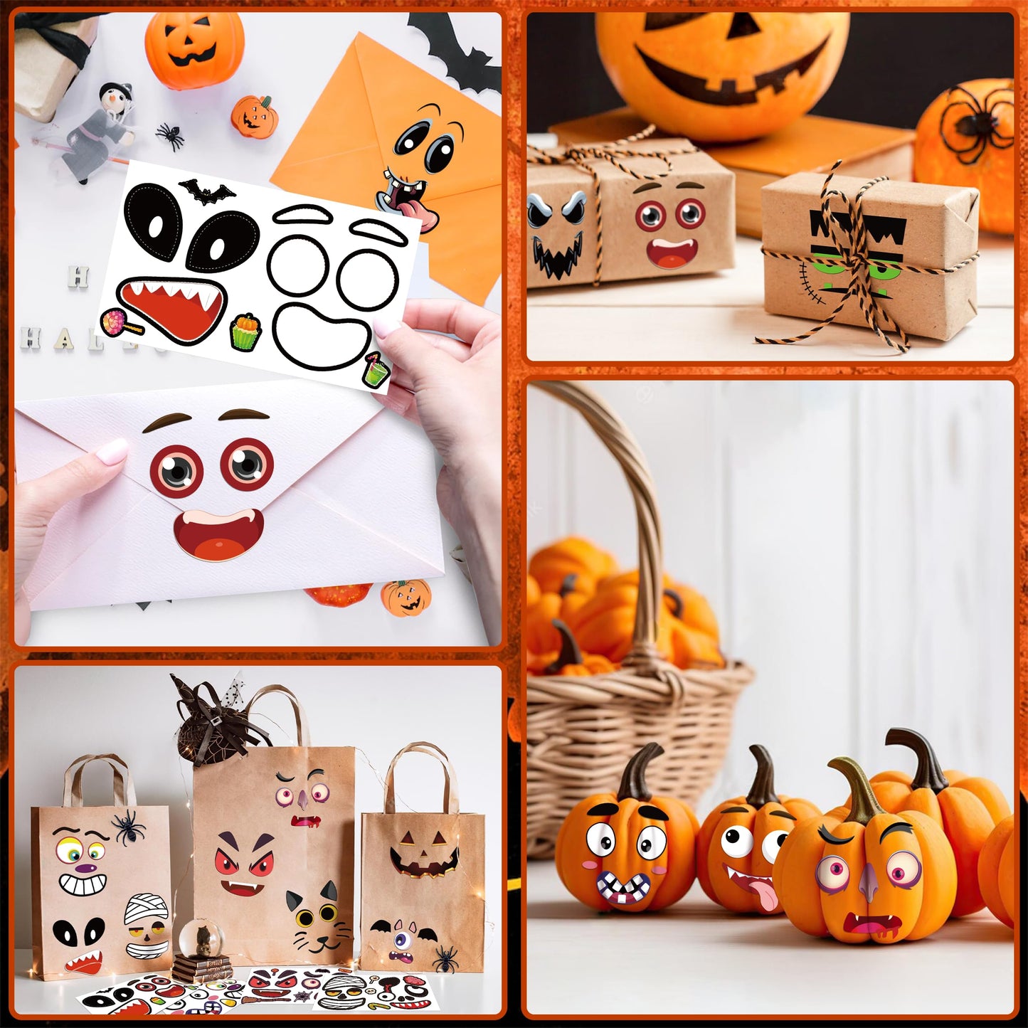 LINAYE 24-Count Pumpkin Face Stickers Kit for Mini Pumpkins | Halloween Games & Kids Gifts