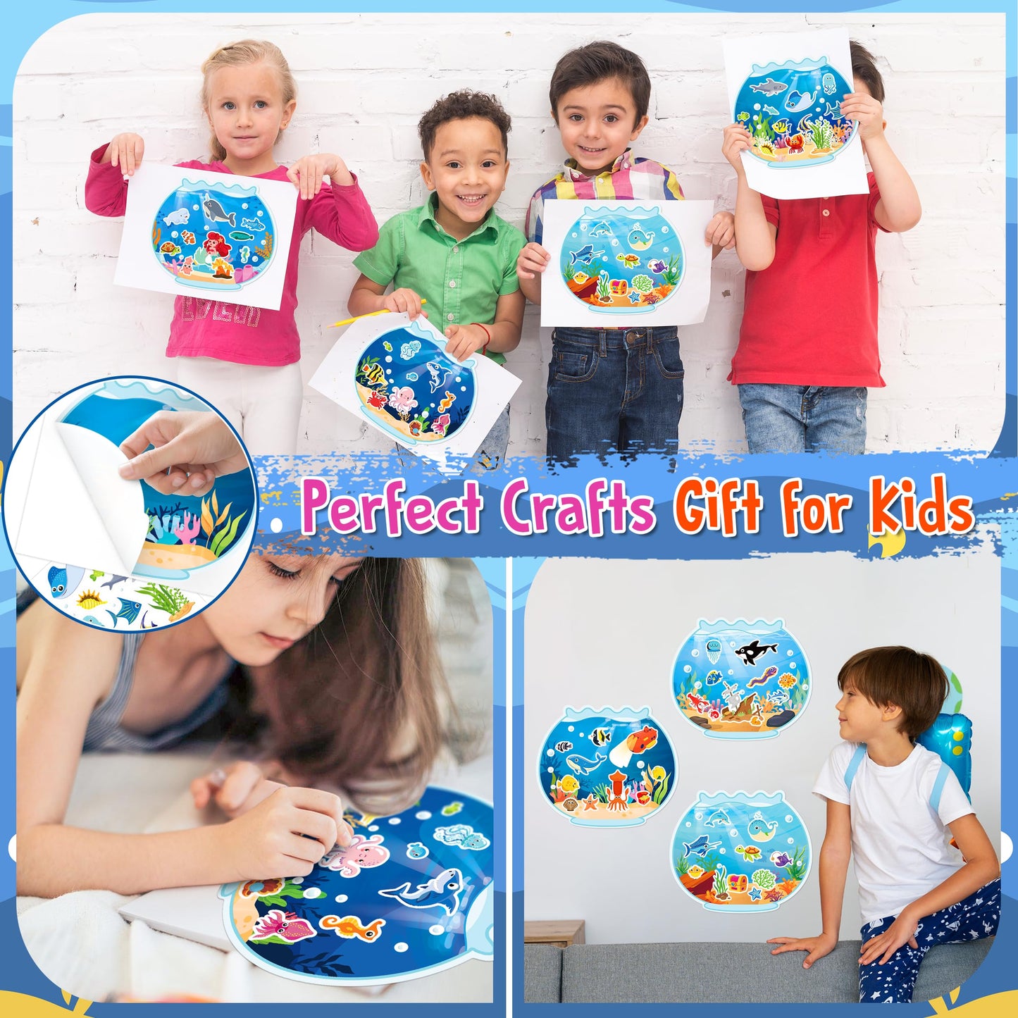LINAYE Ocean Stickers – 24 Sheets of Sea Life & Under the Sea Scenes for Kids’ Summer Crafts