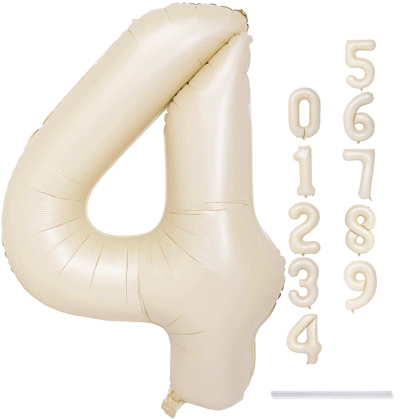 Lingqiang Cream 4-Number Balloon, 40-Inch Beige Foil Balloons for Birthdays & Anniversaries
