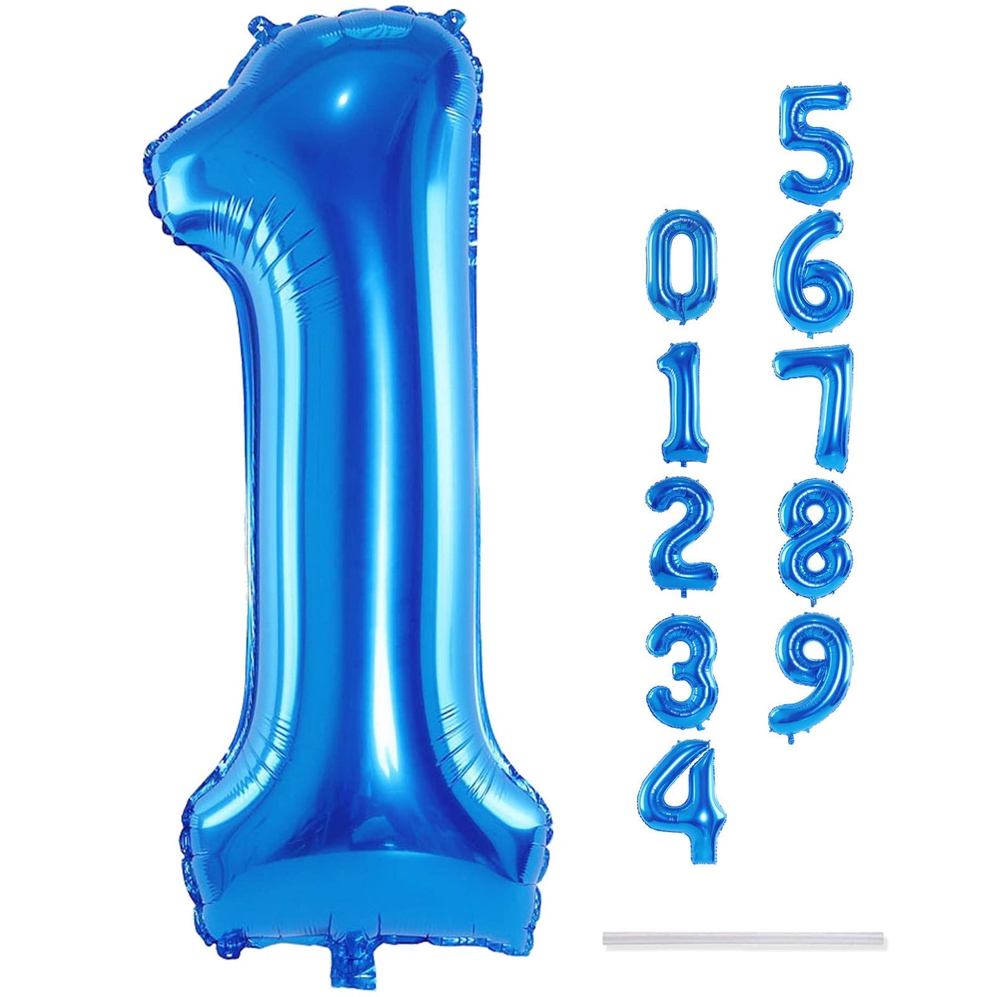 Lingqiang 40'' Blue Number 1 Balloon - Giant Self-Inflating Foil Number Balloon for 1st Birthday & Party Decor