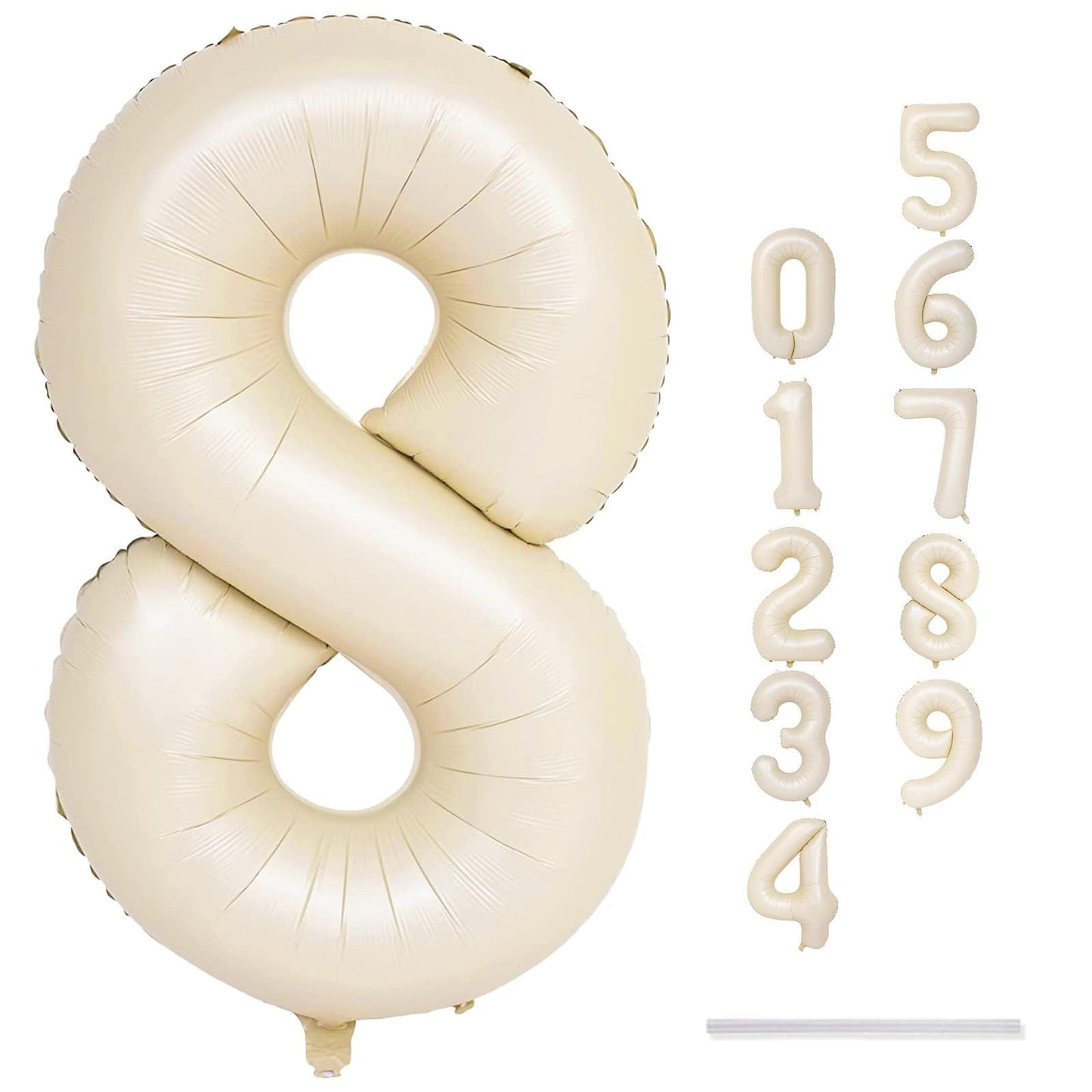 Lingqiang 40-Inch Cream Number 8 Balloon – Giant Self-Inflating Beige Party Decor