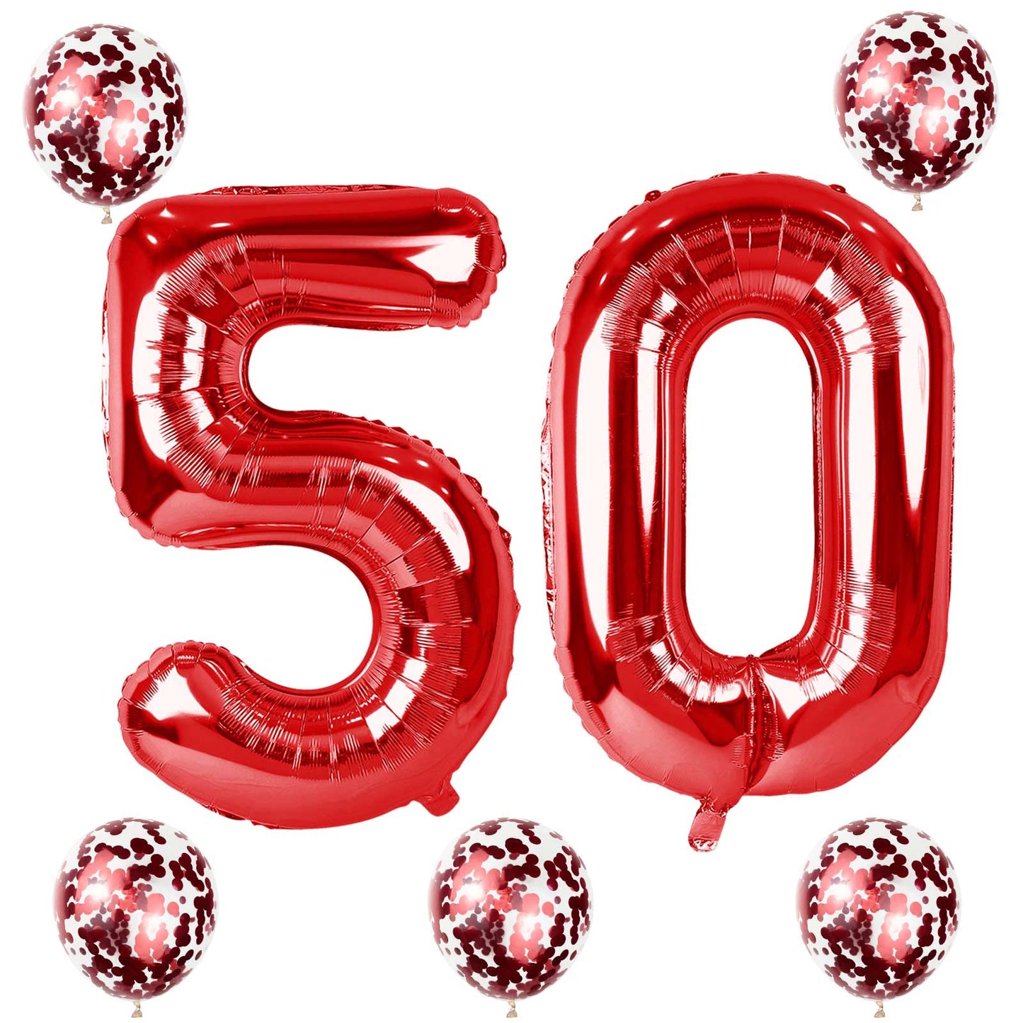 Lingqiang Large 40-Inch Red Number 50 Balloons Set – 5th/50th Birthday & Anniversary Decor