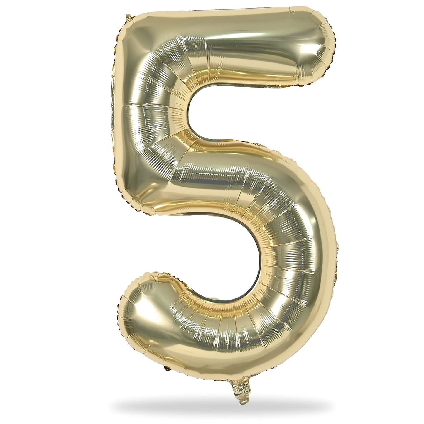 Lingqiang Champagne Gold Number 5 Balloon, 40-Inch Self-Inflating Foil Balloon for 5th Birthday Parties